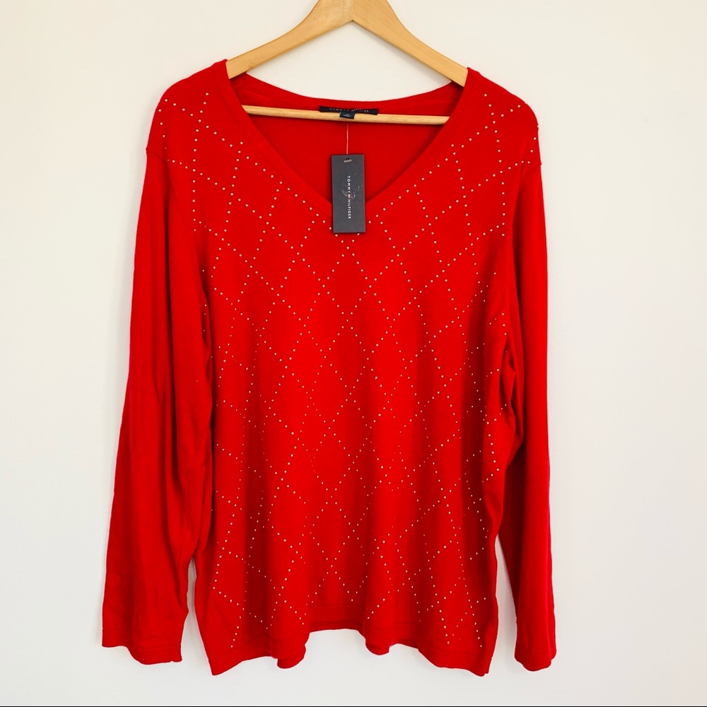 Tommy Hilfiger Red Cotton Sweater